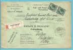 224 Op Brief "Admin. Postes /Telegraphes" Aangetekend VALEURS A RECOUVRER / POSTAUFTRAG Stempel LUXEMBOURG - Briefe U. Dokumente