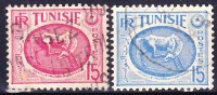 TUNISIE 1950-53 YT N° 343B Et 344A Obl. - Usati