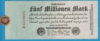 DEUTSCHES REICH 5 MILLIONEN  MARK 25.07.1923  SERIE A.4129652  P# 95 - 5 Miljoen Mark