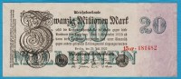 DEUTSCHES REICH 20 MILLIONEN  MARK 25.07.1923  SERIE 15AF.181482  P# 97b  6 Digit Serial # - 20 Miljoen Mark