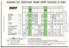 Horaire 1971 Des Principaux Trains Paris-toulouse Et Toulouse-paris (PPP0685) - Europa