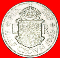 * COAT OF ARMS (1954-1970): GREAT BRITAIN  HALF CROWN 1963! ELIZABETH II (1953-2022) LOW START NO RESERVE! - K. 1/2 Crown