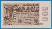 DEUTSCHES REICH  500 MILLIONEN MARK  01.09.1923  Serie RW-26 No 049573  P# 110d  DRUCKFEHLER - 500 Mio. Mark