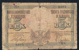 ALBANIA   P10   5 LEK  1940 #M8      VG-FINE - Albanië