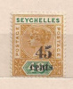 SEYCHELLES 1893 QUEEN VICTORIA SURCHARGE OVERPRINT 45c Mint & Hinged - Seychelles (...-1976)