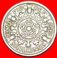 * TUDOR ROSE (1954-1970): GREAT BRITAIN 2 SHILLINGS FLORIN 1955! ELIZABETH II (1953-2022)! LOW START NO RESERVE! - J. 1 Florin / 2 Shillings