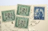 ITALIA, TRIESTE ZONA A, TRE SEGNATASSE LIRE 2 VERDE  SU CARTOLINA ILLUSTRATA - Revenue Stamps