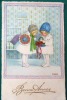 CPA LITHO Illustrateur P EBNER ERIKA 1075 ENFANT Manteau Blanc Bouquet Fleur Et Corbeille Ecrite 1934 - Ebner, Pauli
