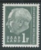 1957 GERMANIA SARRE PRESIDENTE HEUSS 1 F MH * - G45 - Unused Stamps