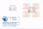 FINLANDE - Enveloppe Nordia 1993- 4 FRAMA étiquettes Helsinki 6-9/5-1993 / Hämeenlinna 30-10-1992 - Vignette [ATM]