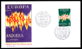 Spanish Andorra 1972 Europa FDC Scott 62 - Lettres & Documents