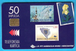 STAMPS ON CARD ( Bosnia Very Old & Rare MINT CARD ) Orchid Orchidee Timbre Stamp Timbres Mosque Mosquee Six-lily - Bosnie