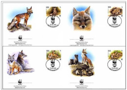 Kyrgyzstan WWF W.W.F. 1999 Corsac Fox FDC Set X4 Fauna Animals - FDC