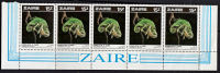 A5125 ZAIRE 1987, SG1276  15Z Zairian Reptiles, Chamaleon, Marginal Strip Of 5 MNH - Used Stamps