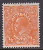 Australia 1931-36 CofA Watermark King George V, SG 124 Half Penny Orange Mint - Ungebraucht