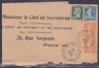 France Type Semeuse Sur Lettre - 1906-38 Säerin, Untergrund Glatt