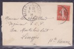 France Type Semeuse Sur Lettre - 1906-38 Säerin, Untergrund Glatt