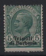 1909 Tripoli Di Barberia  5 C. Verde  MLH - General Issues