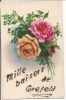 CPA Fantaisie (Allemagne)     Mille Baisers De GREFELD   -  Bouquet De Roses Et Lettres Argentées - Krefeld