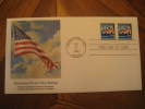 Kansas City 1992 The American Flag Pair 2 Stamp Imperforated Up And Down Fdc Cover USA - Briefe