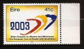 Irlande Eire 2003 N° 1506 ** Année Européenne, Handicapés, Handicap, Cécité, Aveugle, Sourd, Muet, Déficience Mentale - Nuovi