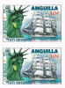 ANGUILLA 1985 Ship Danmark Liberty 10c. IMPERF. PAIR Bicentennial Denmark-related  [non Dentelé, Geschnitten,no Dentado] - Anguilla (1968-...)