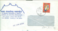 LA SCIENZA £.450, ISOLATO IN TARIFFA  FATTUTA COMM. APERTA, 1985, POSTE S.MARINO  DOGANA, CESENA, - Covers & Documents