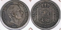 ESPAÑA  FILIPINAS ALFONSO XII 50 CENTAVOS PESO MANILA 1881 PLATA SILVER U - Filippine