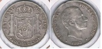 ESPAÑA  FILIPINAS ALFONSO XII 50 CENTAVOS PESO MANILA 1885 PLATA SILVER U - Philippines