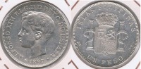 ESPAÑA  FILIPINAS ALFONSO XIII PESO MANILA 1897 PLATA SILVER U2 - Filippine