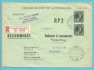 224 Op Brief "Admin. Postes /Telegraphes" Aangetekend VALEURS A RECOUVRER / POSTAUFTRAG Stempel LUXEMBOURG - Cartas & Documentos