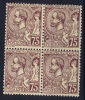 Monaco: V Nr. 19 MH/*, Avec  Charnière , Mit Falz  Block De 4 - Unused Stamps