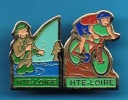 2 PIN´S //  ** HAUTE-LOIRE ** VTT ** PÊCHE ** - Cyclisme