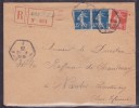 France Type Semeuse Sur Lettre - 1906-38 Säerin, Untergrund Glatt