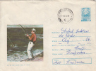 29797- FISHES, FISHING, COVER STATIONERY, 1976, ROMANIA - Vissen