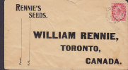 Canada RENNIE´s SEEDS CRESSWELL Ontario 1900 Cover Lettre WILLIAM RENNIE Toronto Canada 2 C. Victoria Stamp (2 Scans) - Storia Postale