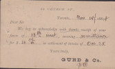 Canada Postal Stationery Ganzsache Entier PRIVATE Print GURD & Co., TORONTO Ontario 1884 BROCKVILLE Ont. (2 Scans) - 1860-1899 Regno Di Victoria
