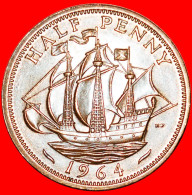 ★SHIP Golden Hind: UNITED KINGDOM★ HALF PENNY 1964!  LOW START ★NO RESERVE! - C. 1/2 Penny