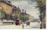 WIEN -Opernring, Straßenbahn, Tram,  Künstler Postkarte Nr. 857/8 - Ringstrasse