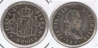 CHILE ESPAÑA FERNANDO VII 2 REALES  SANTIAGO 1813 PLATA SILVER  T - Chile