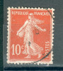 Collection FRANCE ; 1907-20 ; Type Semeuse Camée ; Y&T N° 138d (IC); Lot :  ; Oblitéré - 1906-38 Semeuse Camée