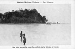 Missions Maristes D'Océanie. Iles Salomon.animée Baie Tranqille,avec La Goëlette De La Mission à L'ancre.cpa Année 1930 - Solomon Islands