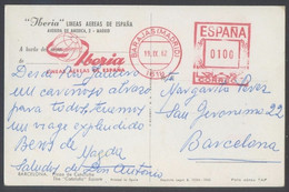 TP Matasellos Rodillo Rojo *Iberia. Lineas Aéreas De España. Barajas-Madrid 19-IX-62* - Briefe U. Dokumente