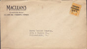 Canada MACLEANS "Canadas National Magazine" TORONTO Precancel Préoblitéré Cover Lettre PHILADELPHIA USA GV. Stamp - Vorausentwertungen