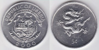 Liberia 5 Céntimos 2.000 Aluminio KM#474 "Year Of The Dragon" SC/UNC       T-DL-10.289 - Liberia