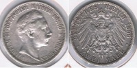 ALEMANIA  DEUTSCHES REICH 2 MARK A 1906 PLATA SILVER S - 2, 3 & 5 Mark Plata