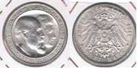 ALEMANIA  DEUTSCHES REICH 3 MARK WURTTEMBERG 1911 PLATA SILVER S - 2, 3 & 5 Mark Argent