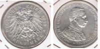 ALEMANIA  DEUTSCHES REICH 5 MARK A 1913 PLATA SILVER S - 2, 3 & 5 Mark Argent