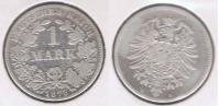 ALEMANIA  DEUTSCHES REICH MARK B 1875 PLATA SILVER S - 1 Mark