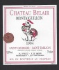 Etiquette De Vin  Saint Emilion 1994 - Chateau Belair Montaiguillon-Thème Oiseau Coq - Le Menn à Saint Georges (33) - Galli